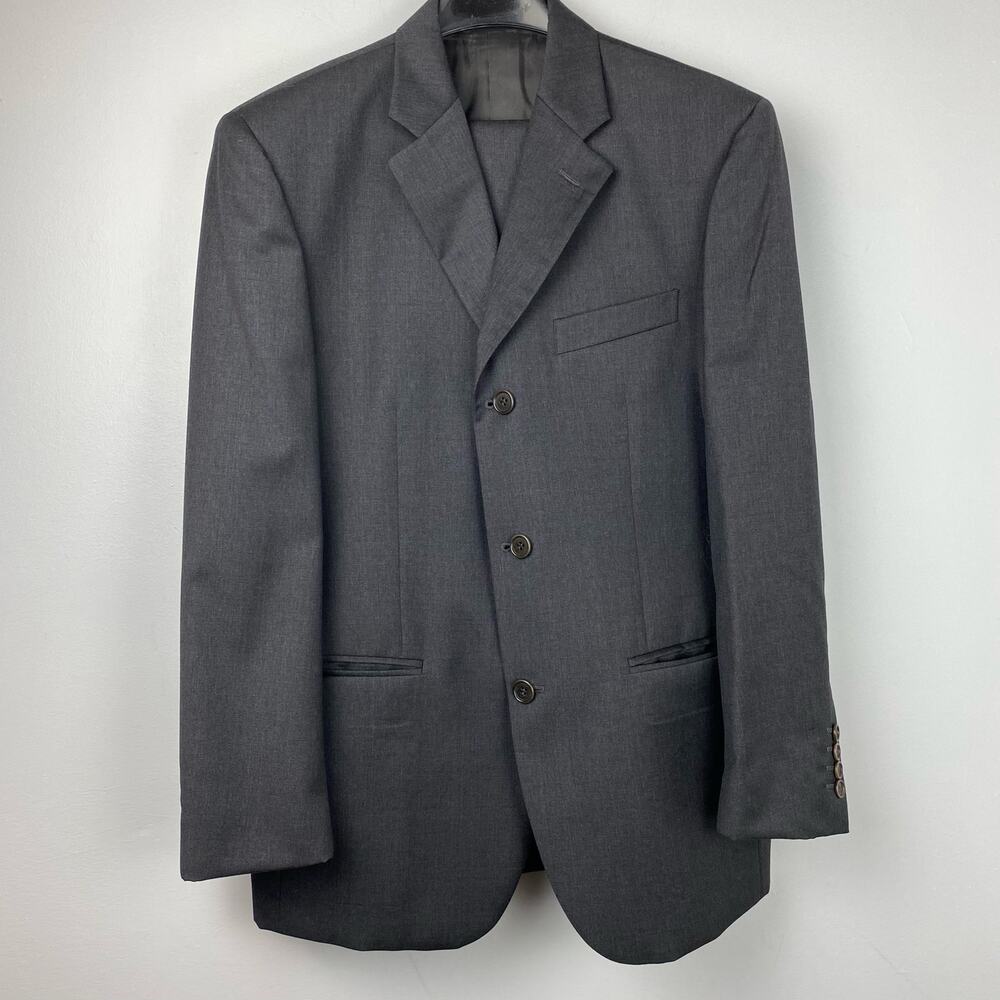 Issimo Vintage 3 Piece Men’s Charcoal Gray Suit 40R 30x29 EUC Jacket Pants Belt